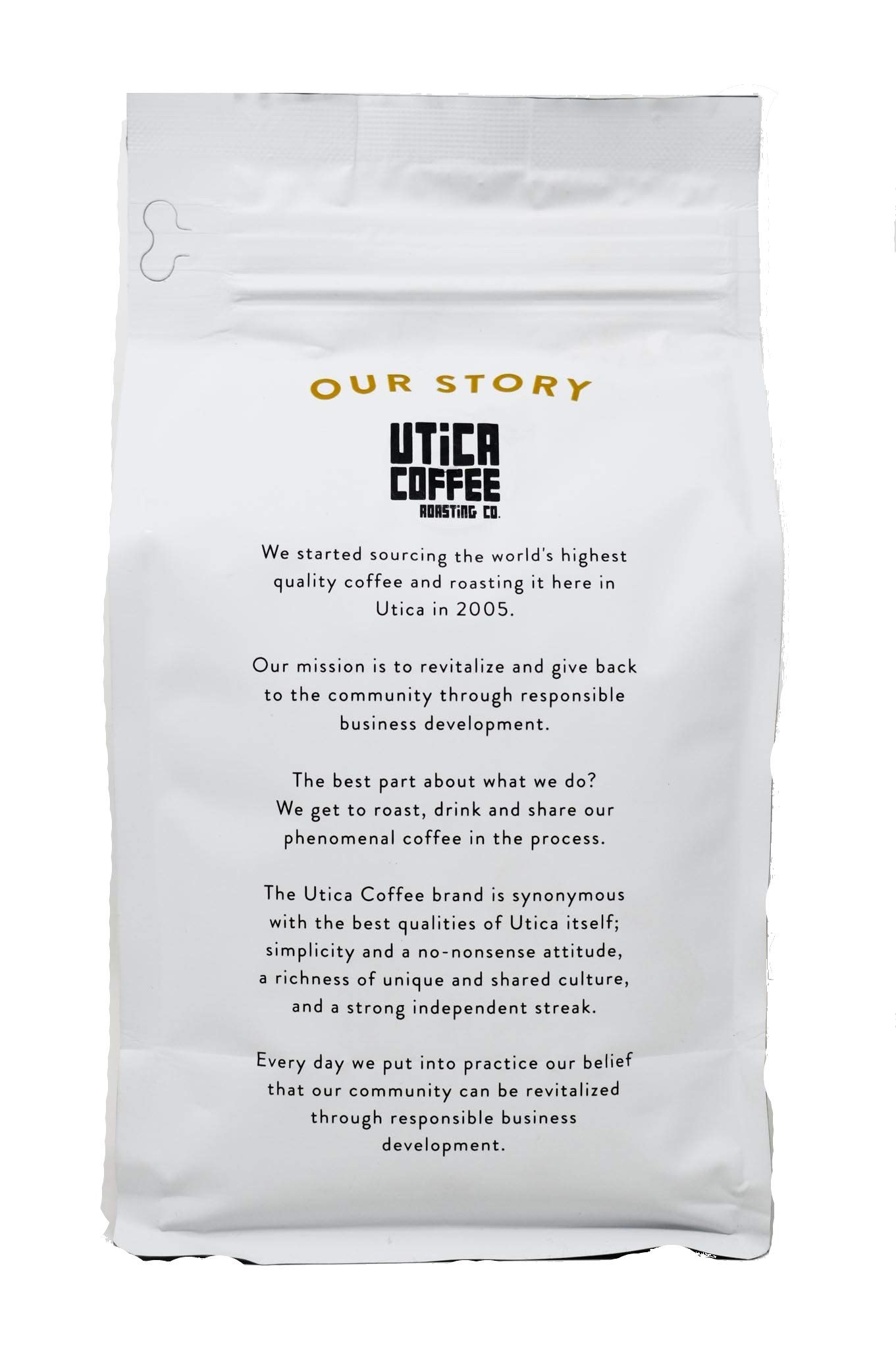 Utica Coffee Roasting Co. Decaf Specialty Medium Roast Ground Coffee - 16 Oz Reclosable Bag | Perfect for Home Brewing, Office Use & Gifts