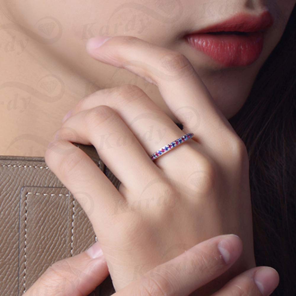 14K White Gold Natural Sapphire & Ruby Gemstone Diamond Ring for Women - Certified Elegant Jewelry for Weddings, Anniversaries & Special Occasions