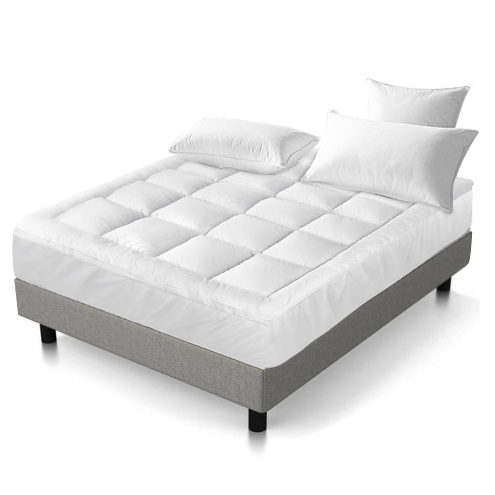 King Size Mattress Topper with 1000GSM Microfiber Pillowtop - Cooling Mattress Protector for Back Pain Relief & Pressure Relief - Perfect for Hot Sleepers, Side Sleepers & Couples
