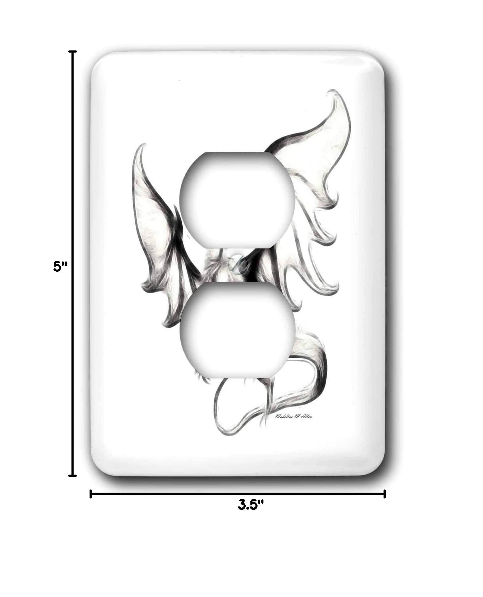 3D Rose Dragon Wall Outlet Cover - Decorative Electrical Outlet Cover Plate with 2 Plug Slots - Perfect for Home, Office, and Kids Room Decor