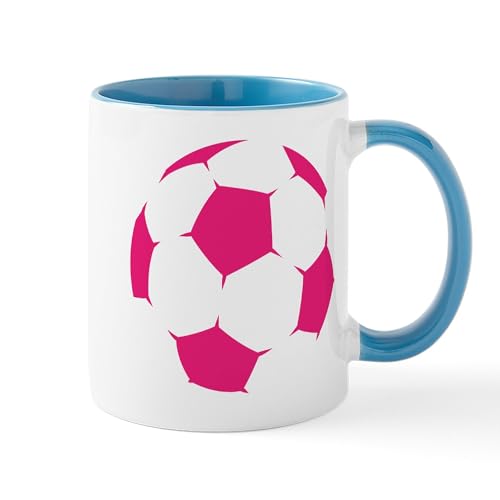 White/Blue Inside - Pink Soccer Ball Mugs