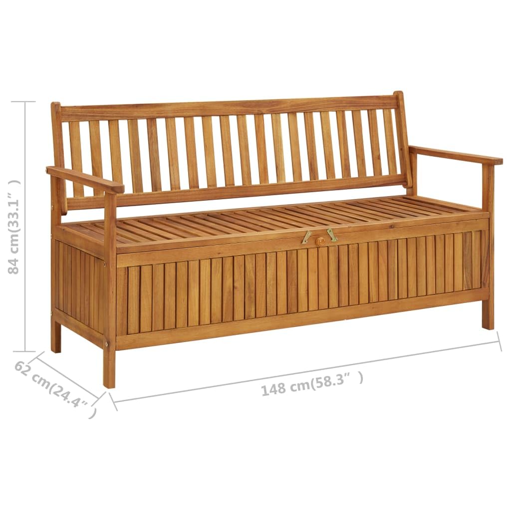 vidaXL Solid Acacia Wood Storage Bench - Stylish Patio Furniture with Large Storage Compartment, Durable Outdoor Seating, Natural Oil Finish - Perfect for Garden, Deck, and Entryway Organization