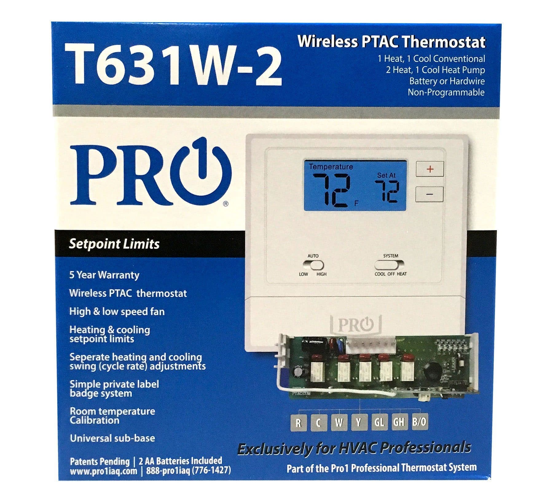 Pro1 IAQ T631W 2 Wireless Non-Programmable Thermostat - Smart Home Temperature Control for HVAC Systems | Perfect for Residential & Commercial Use