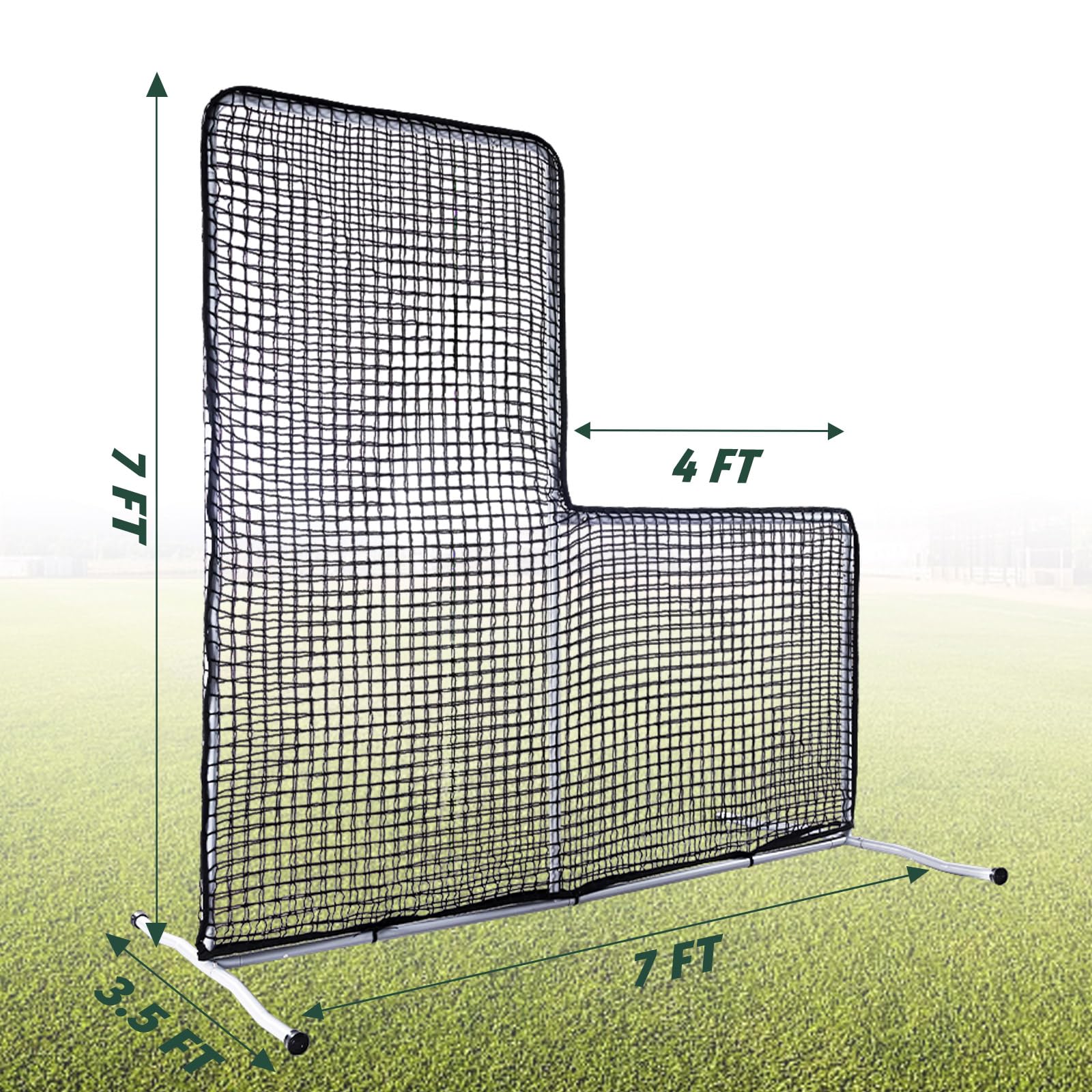 7x7 FT Portable Baseball Softball Pitching L Screen Protector Net - Durable Batting Cage Training Aid for Indoor & Outdoor Practice - Perfect for Backyard, Field, and Team Drills