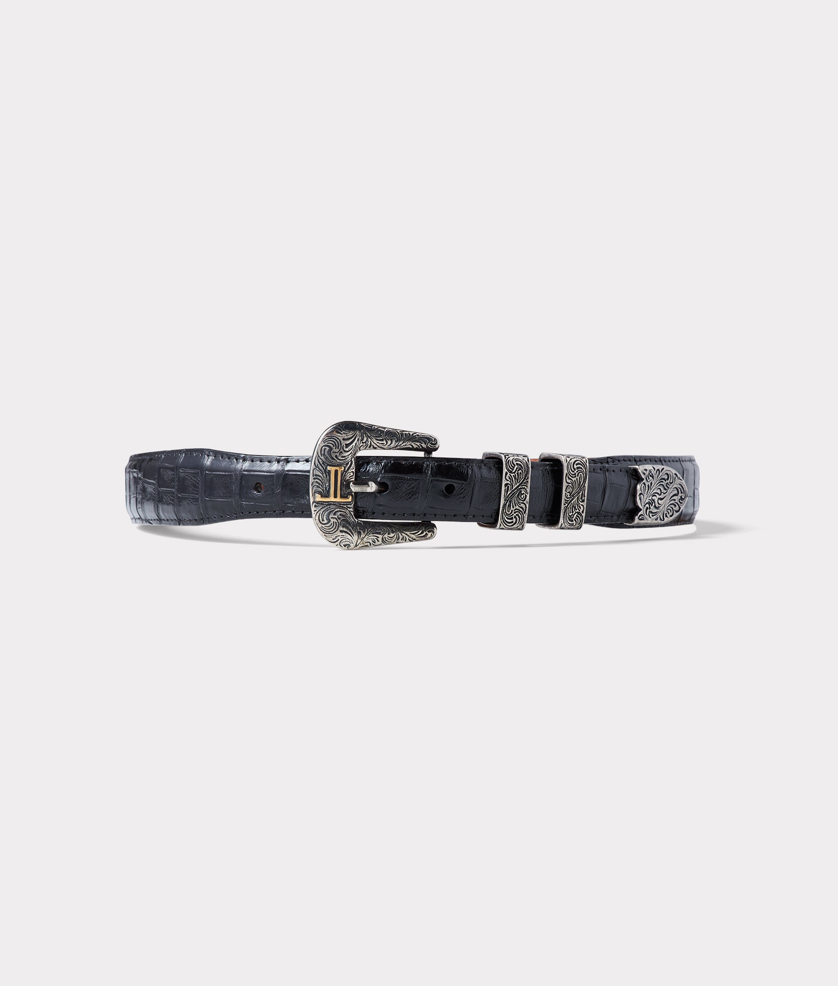Premium Ultra Belly Caiman Skin Tapered Belt in Classic Black | Luxury Dress Belt for Men | Perfect for Business, Formal Events & Special Occasions