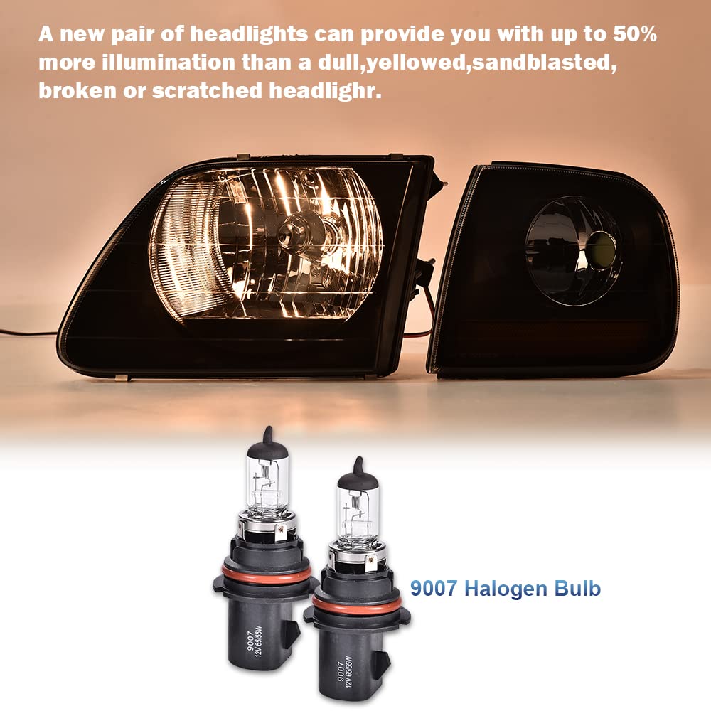 PIT66 Smoky Headlights for Ford F150 Expedition F250 - Amber Reflector for Night Driving