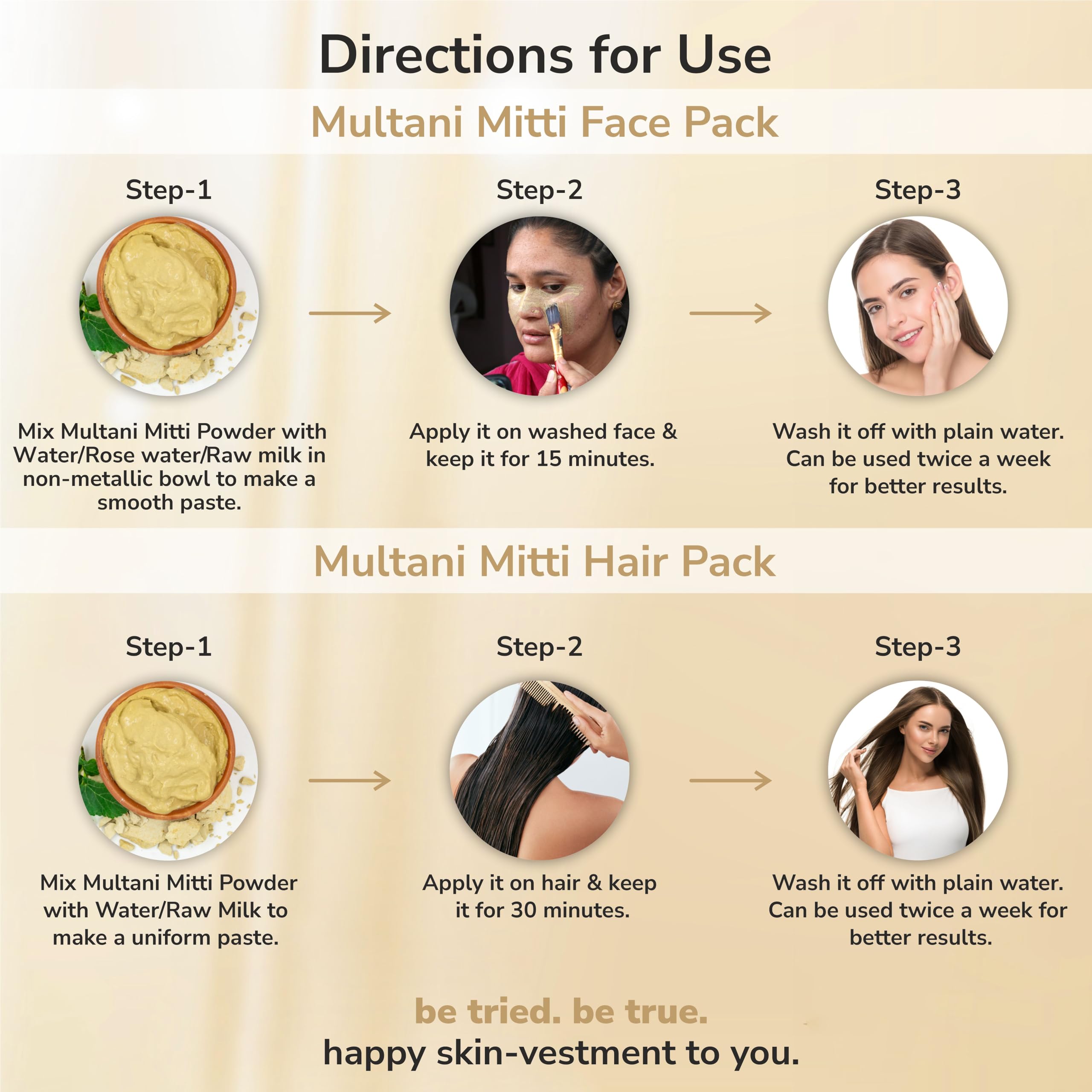Tried N True Multani Mitti Powder - Natural Fullers Earth Clay for Face & Hair Masks | 100% Pure & Organic Skin Cleansing & Hair Care Treatment - 150g (Pack of 2) | Perfect for Acne-Prone Skin & Deep Hair Conditioning at Home