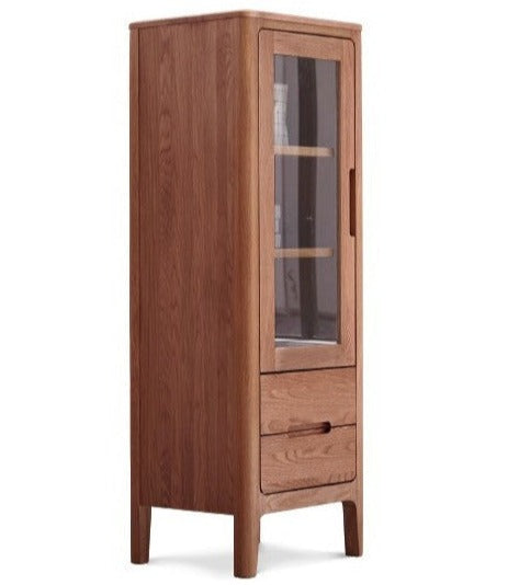 Solid Oak Wood Side Cabinet - Rustic Home Storage Organizer for Living Room, Bedroom, or Entryway