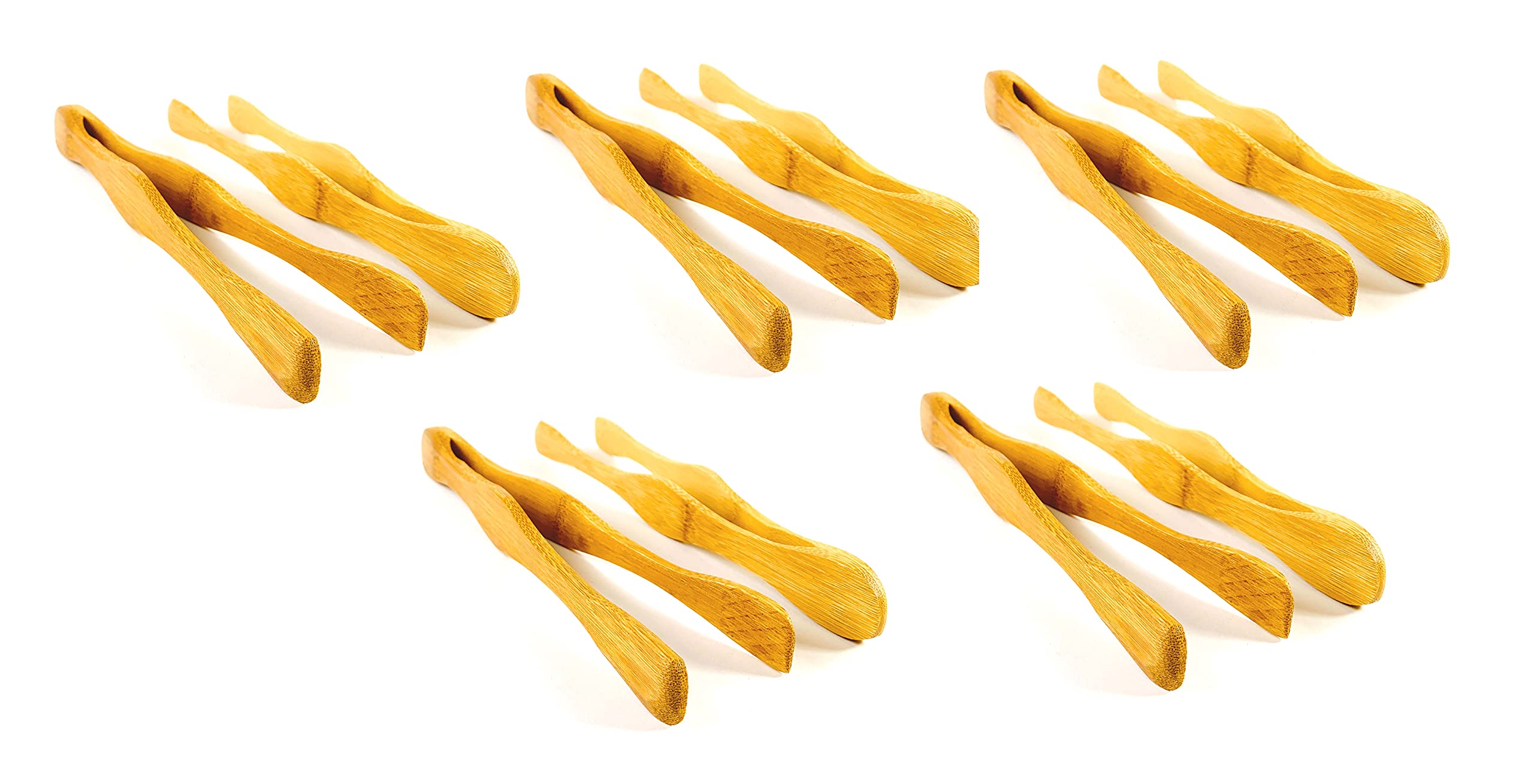 JapanBargain 10-Pack Bamboo Wood Toaster Tongs - 10.5 Inch Heat-Resistant Kitchen Utensils for Toast, Bread, Fruit & Pickles - Perfect for Breakfast Serving, Camping & BBQ Cooking