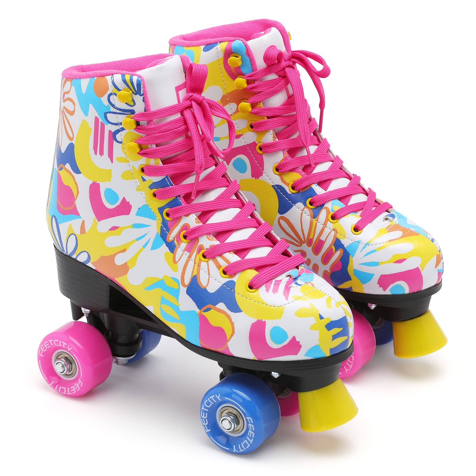 Women's Classic High-Top Roller Skates - Double-Row Light-Up Quad Skates for Girls & Adults | Indoor & Outdoor Skating, Rink, Park, Fitness & Fun