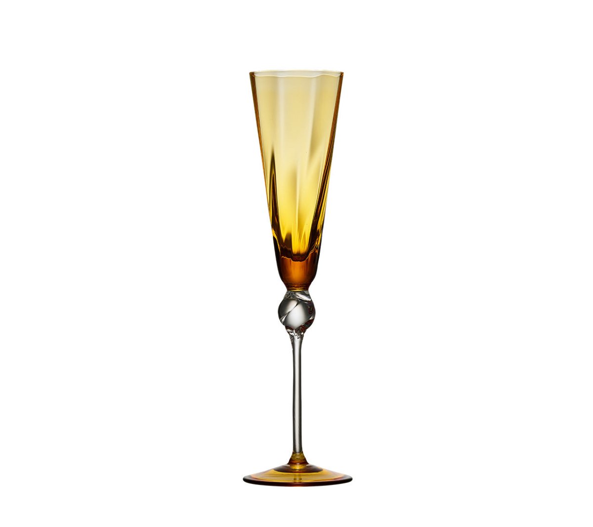 Amber Daphne Flute Set of 4 - Elegant Glass Flutes for Champagne, Cocktails & Special Occasions