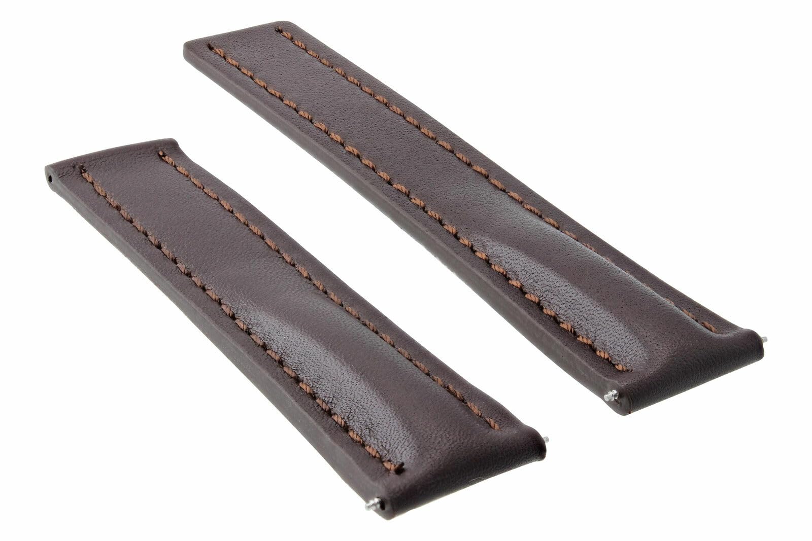 22mm Genuine Leather Watch Band Strap - Smooth Brown Replacement Strap Compatible with Breitling Navitimer & Colt Super Ocean - Perfect for Business, Casual & Dress Watches