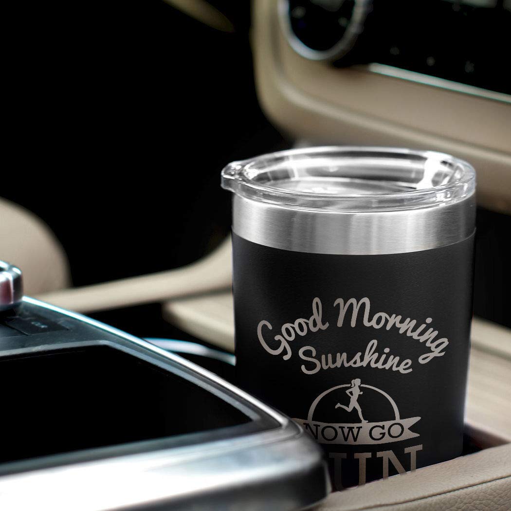 20oz Double Insulated Stainless Steel Tumbler for Running & Workouts - Leakproof Travel Mug with Lid - Perfect for Morning Jogging, Gym & Outdoor Activities - Black