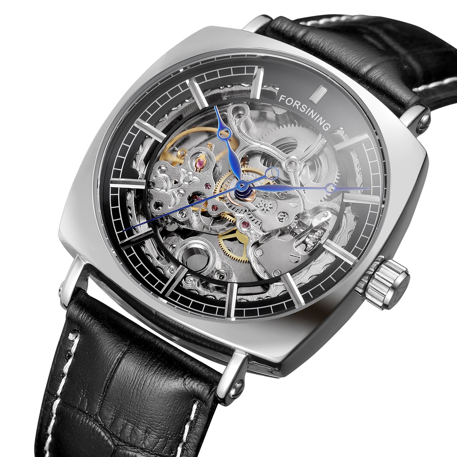 FORSINING Men's Luxury Skeleton Automatic Watch - Leather Strap for Business & Formal Occasions