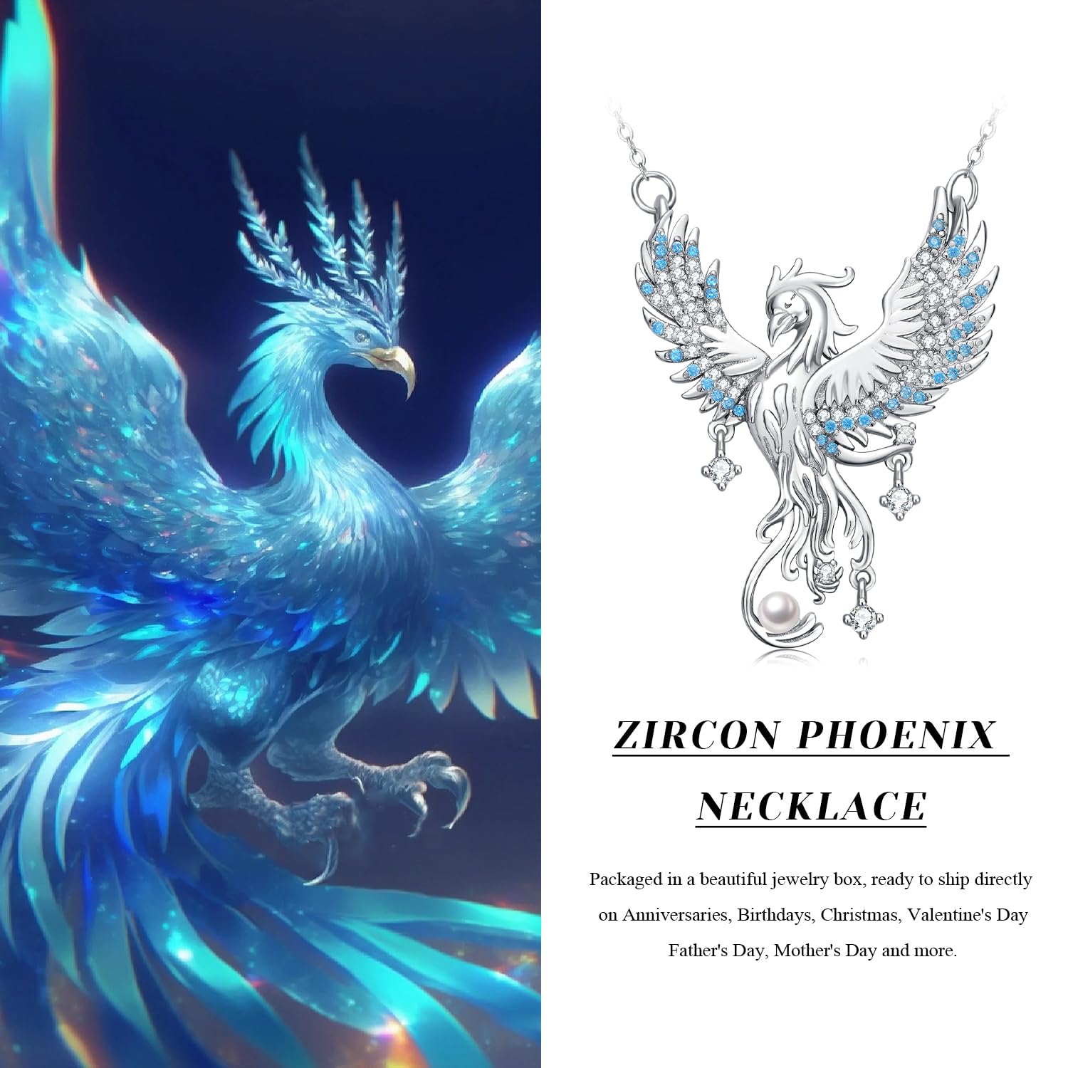 925 Sterling Silver Phoenix Necklace for Women - Elegant Phoenix Bird Pendant Jewelry | Perfect Birthday, Christmas & Valentine's Day Gift | Ideal for Date Nights, Weddings & Special Occasions