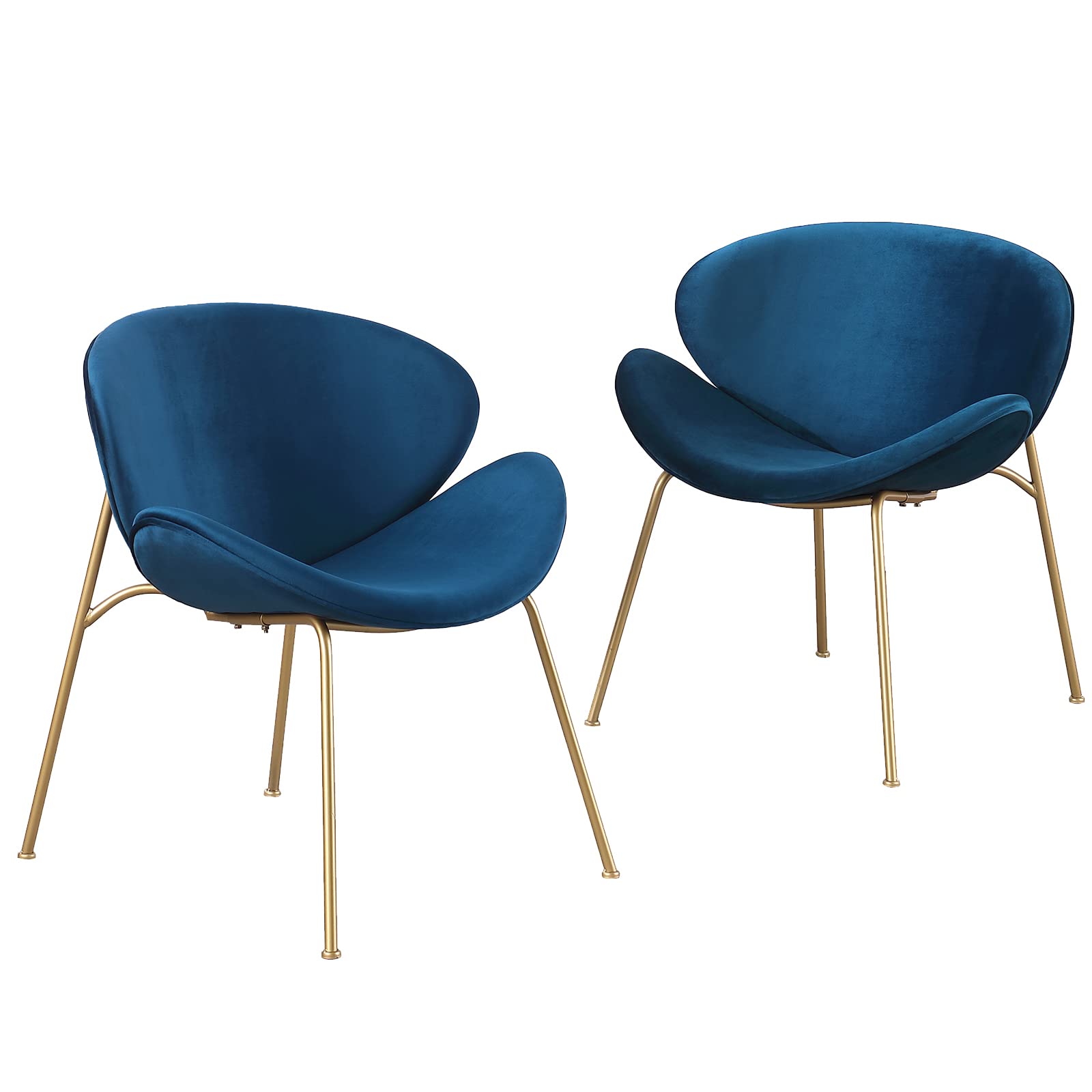 Velvet Dining Chairs Set of 2 - Modern Side Chairs with Golden Metal Legs & Curved Back, Plush Upholstered Vanity Chair for Bedroom, Living Room, Kitchen - Perfect for Dining, Reading, Makeup & Leisure Time
