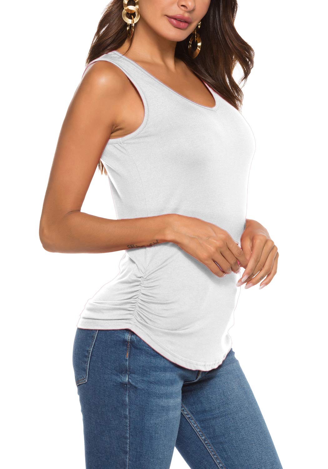 Women's Sleeveless V-Neck Tank Tops - Summer Casual Blouses & T-Shirts for Women | Perfect for Beach Outfits, Yoga Wear & Everyday Comfort
