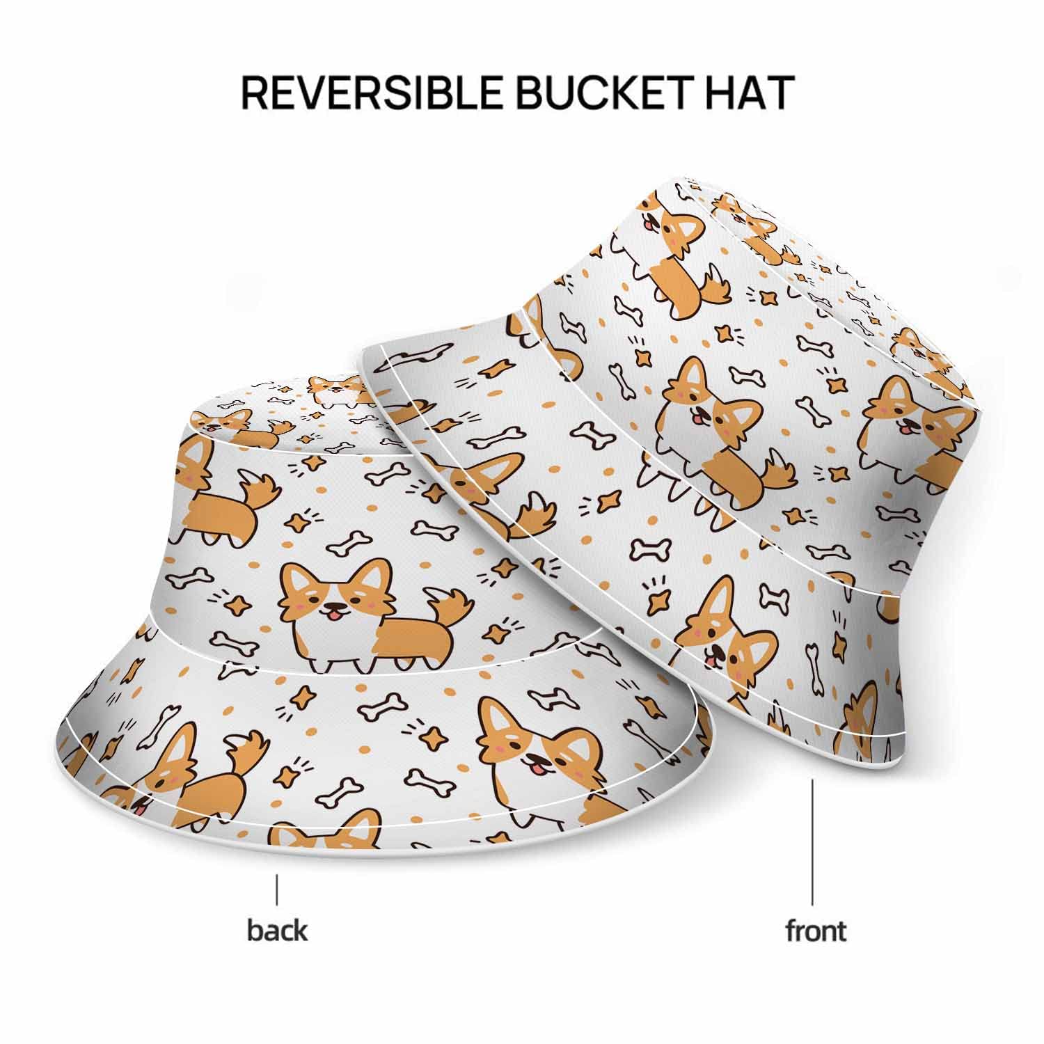 WONDERTIFY Cat and Fish Bucket Hat - Stylish Summer Sun Hat for Women & Men - Perfect for Beach, Fishing, Outdoor Adventures