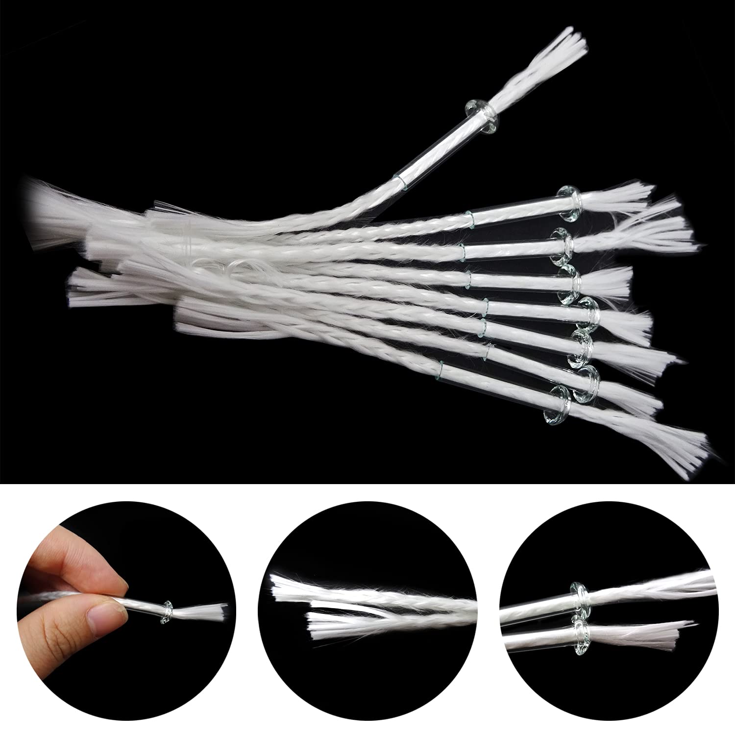 HONBAY 12PCS Fiberglass Candle Wicks Replacement for Oil Lamps - Long Burning Wick for DIY Candles, Emergency Lighting & Home Decor (6 Inch)