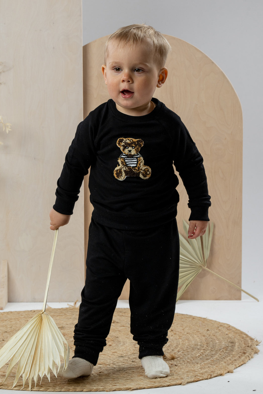Timothy Black Bamboo Teddy Tracksuit for Women - Soft & Cozy Lounge Set - Eco-Friendly Bamboo Fabric - Perfect for Yoga, Lounging & Travel