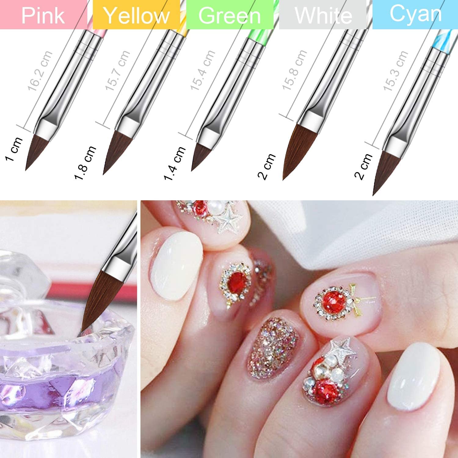 RoyalKart 5-Piece Acrylic Brush Pen Set with 5 Nail Art Dotting Tools - Professional Salon Quality Nail Design Kit for Artists, DIY Manicures & Home Nail Art