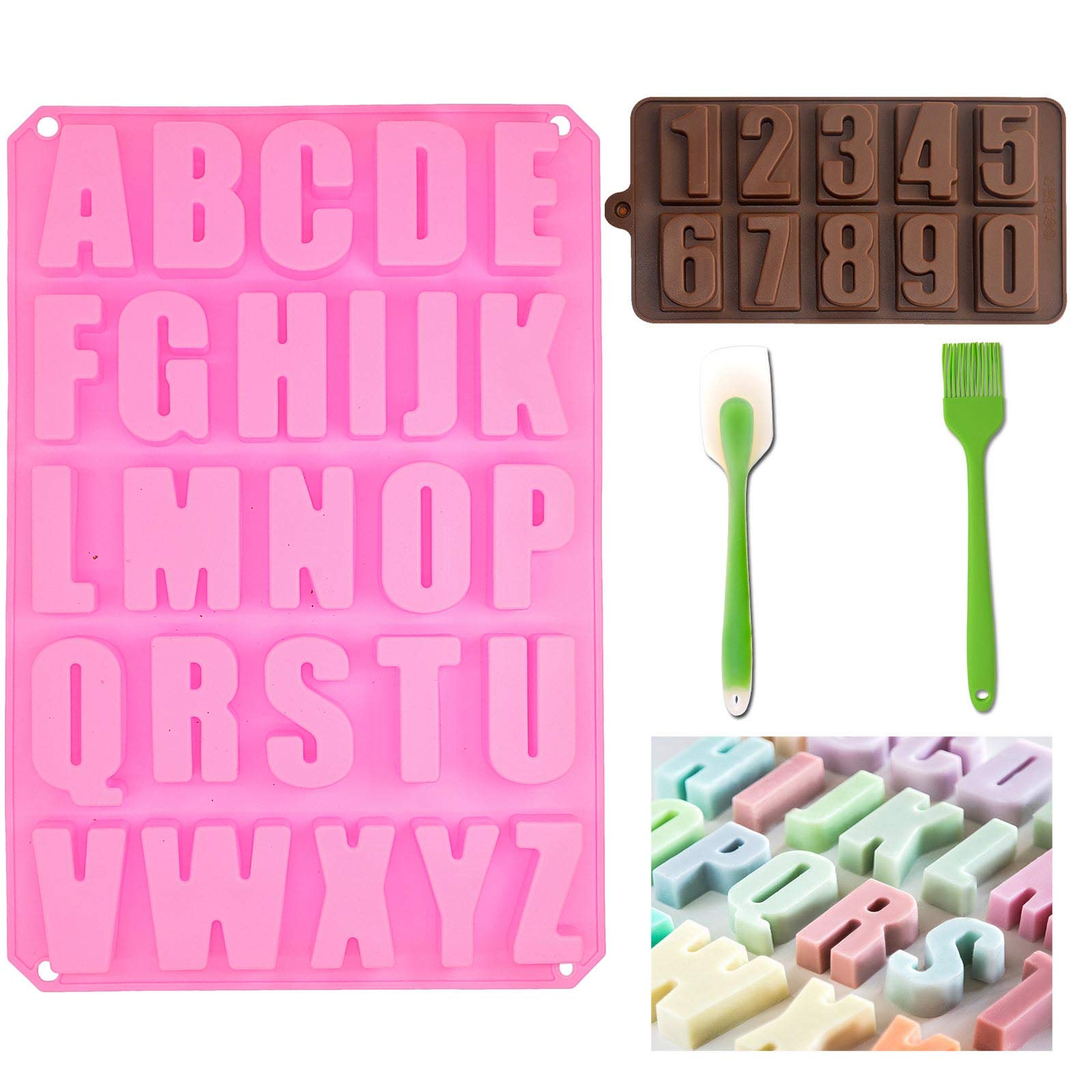 Large Silicone Letter Molds for Resin & Chocolate - Alphabet & Number Molds Set with Crayon Mold | Perfect for DIY Crafts, Baking Decorations & Kids Learning Activities