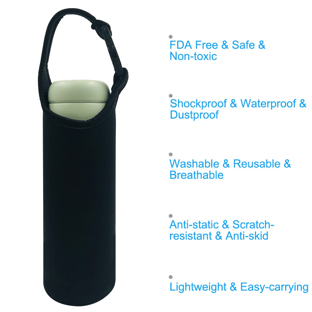 DanziX 4 Pack Insulated Neoprene Water Bottle Carrier with Adjustable Shoulder Straps - Fits 16oz to 20oz Sports Bottles (Black) - Perfect for Gym, Hiking, Camping & Outdoor Activities
