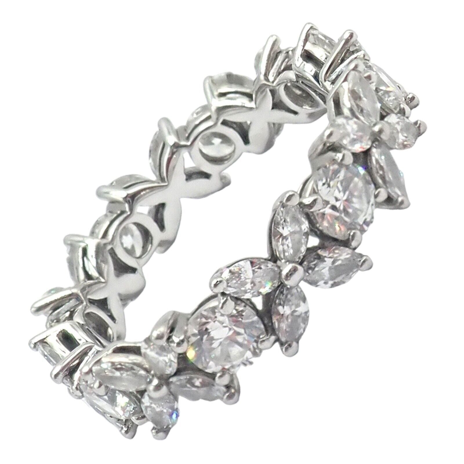 Tiffany & Co Platinum Alternating 1.93ct Diamond Victoria Band Ring Size 6 - Elegant Wedding Band, Anniversary Gift for Her, Luxury Diamond Jewelry for Special Occasions
