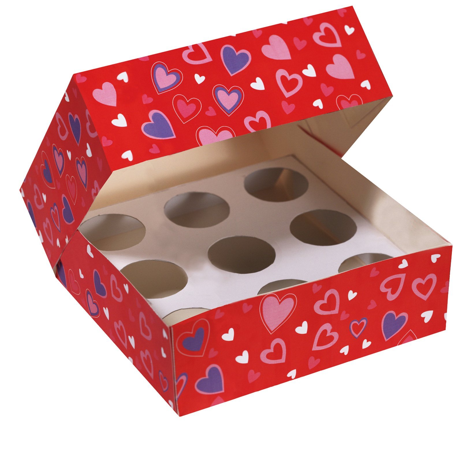 Creative Converting Hearts Cupcake Box - 24 Pack Heart-Shaped Bakery Boxes for Valentine's Day, Birthday, Wedding - Perfect for Cupcakes, Cookies, and Party Treats