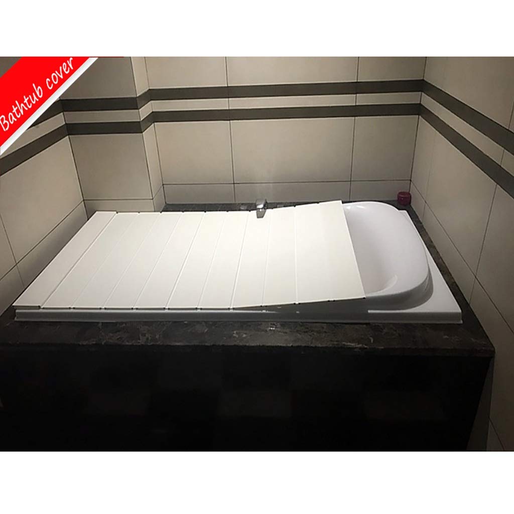Bathtub Tray Cover - Foldable White PVC Dustproof Bath Lid (80×150cm) | Bathroom Storage Organizer for Soap, Books & Candles | Perfect for Relaxing Bath Time & Spa Days