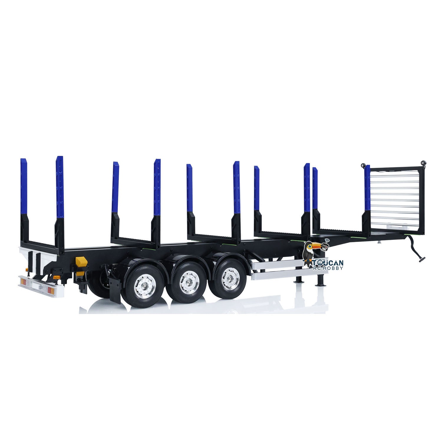 1/14 Scale TAMIYA RC Tractor & Toucan 3-Axle Timber Trailer - DIY Painted Simulation Logging Truck Model for RC Enthusiasts | Perfect for Off-Road Simulation, Construction Site Displays, and Collector Showcases