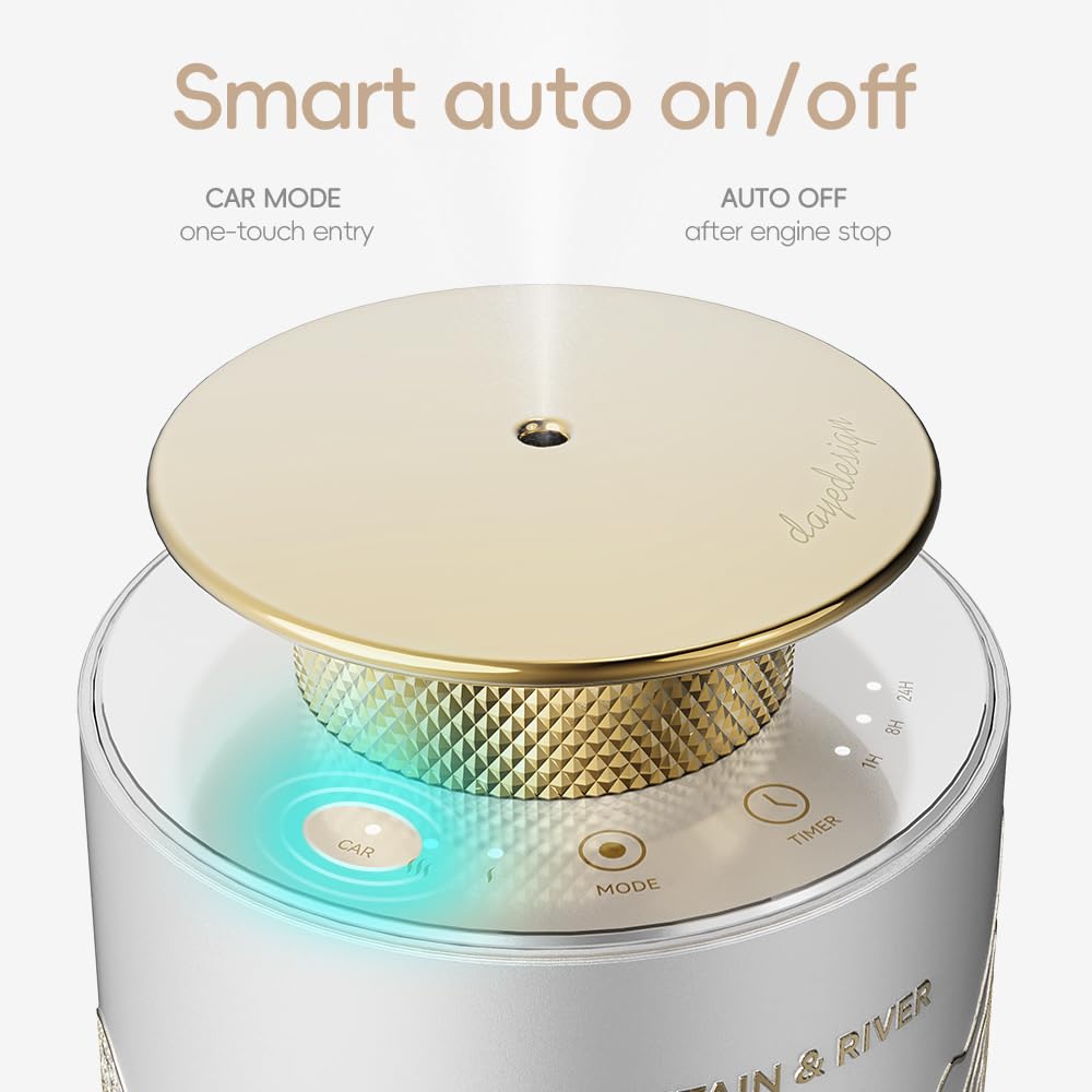 Premium Smart Car Air Freshener Diffuser with 7 Luxury Hotel-Scented Essential Oils | Rechargeable Waterless Aroma Diffuser with Auto On/Off | Perfect Car Accessory Gift for Men & Auto Enthusiasts | Ideal for Road Trips, Commuting & Vehicle Interior Refresh