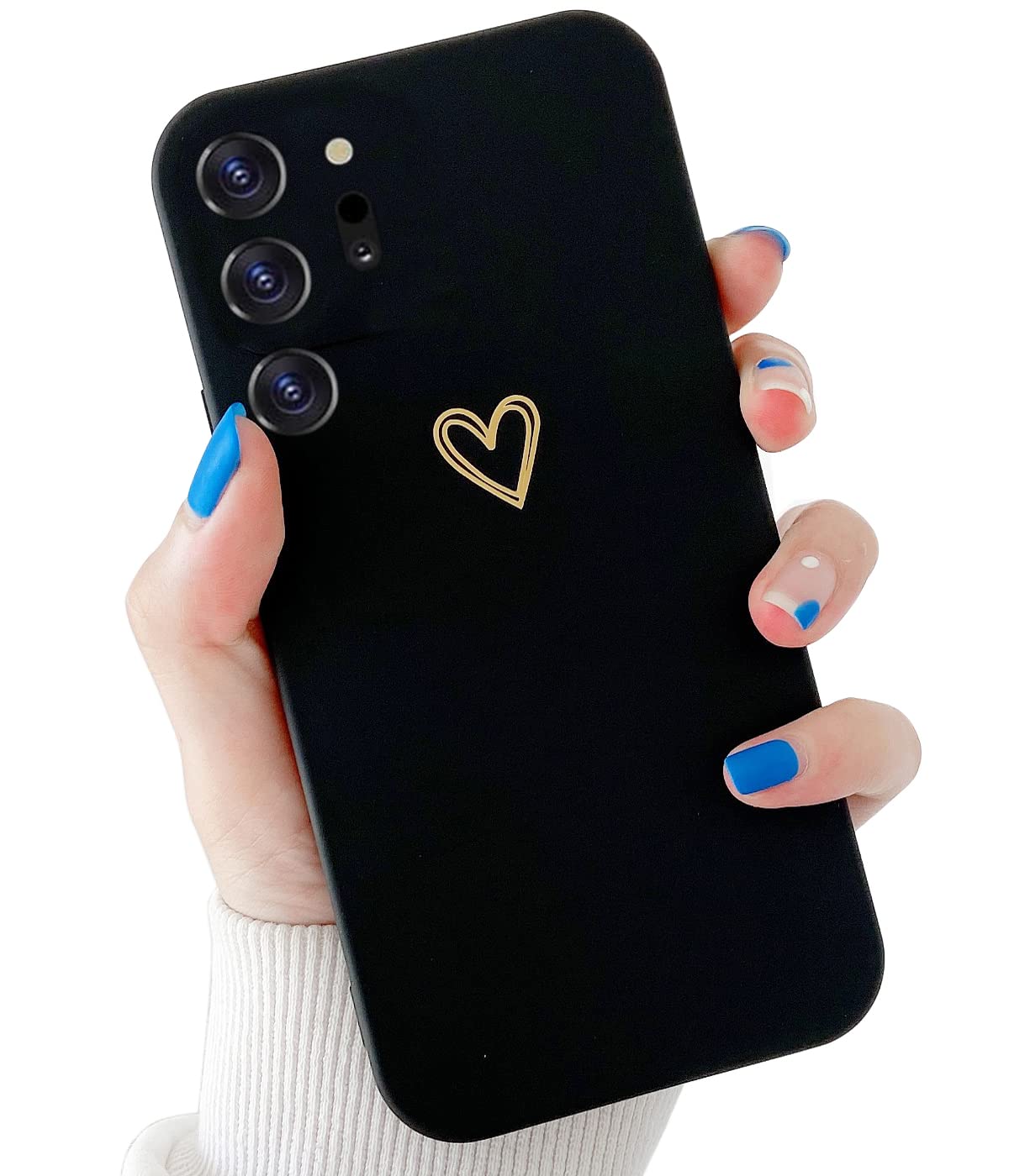 Qokey Galaxy Note 20 Ultra 5G Case (6.9 inch 2020 Model) - Elegant Gold Heart Pattern Soft TPU Silicone Protective Cover | Shockproof & Durable Phone Case for Women & Men | Perfect for Everyday Use, Work & Travel - Black