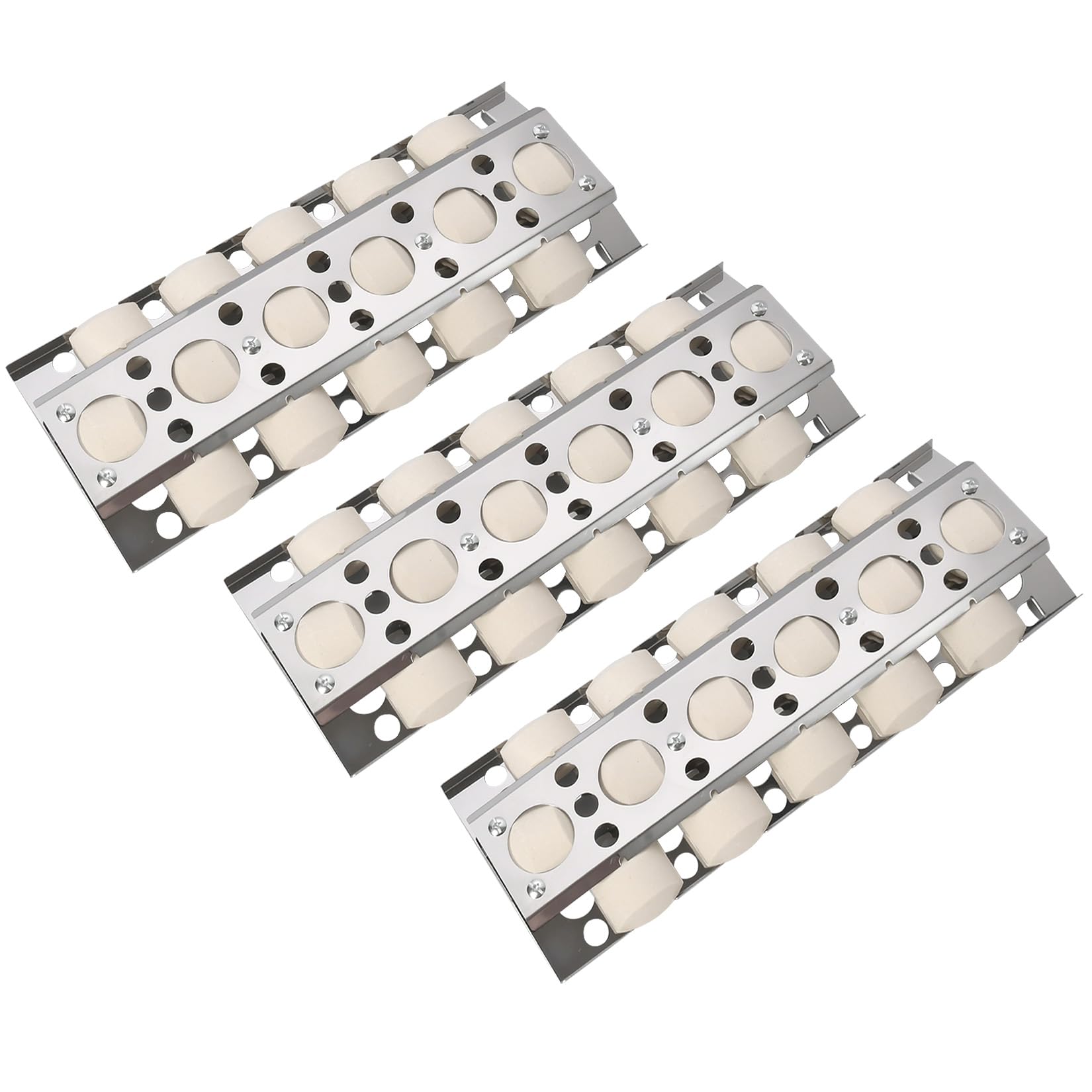**GasSaf 16.5 Inch Stainless Steel Heat Plate & Briquette Tray – Replacement for Turbo Gas Grill (BBQ Galore Grand Turbo STS, Elite, Classic) – 3-Pack (16.5