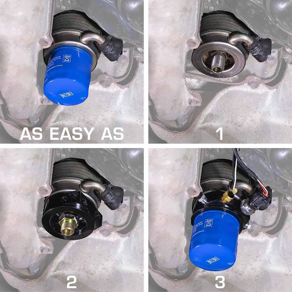 20mm x 1.5 Thread Oil Filter Sandwich Plate Adapter with Thermostat Switch Kit - Universal Fit for Car, Truck & Motorcycle Engine Oil System Upgrades