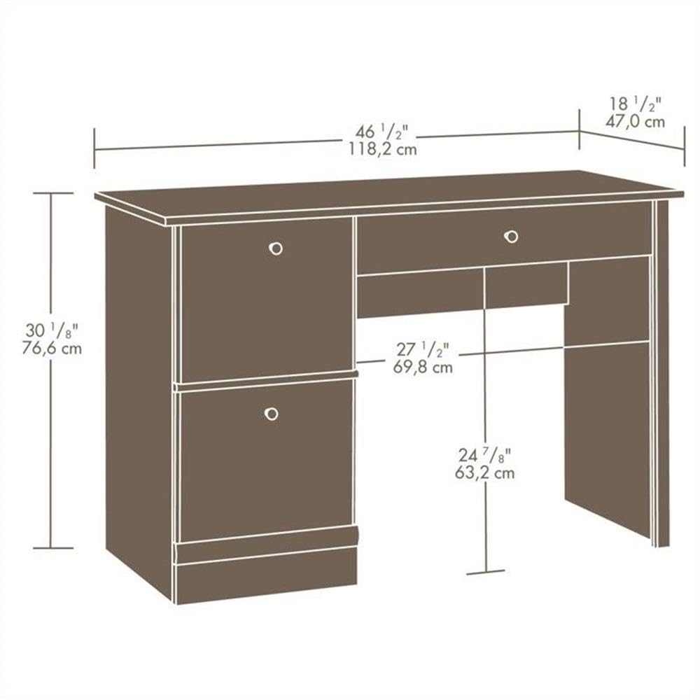 Pemberly Row Transitional Wood Computer Desk with Keyboard Tray in Cherry Finish - Home Office Desk for Work, Study & Gaming