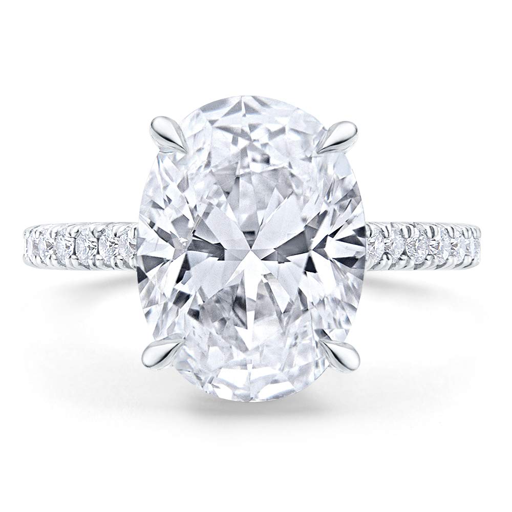 4 CT Oval Cut Colorless VVS1 Moissanite Engagement Ring for Women - Bridal Wedding Solitaire Ring, Anniversary & Promise Gift - Perfect for Proposals, Weddings, Anniversaries & Special Occasions