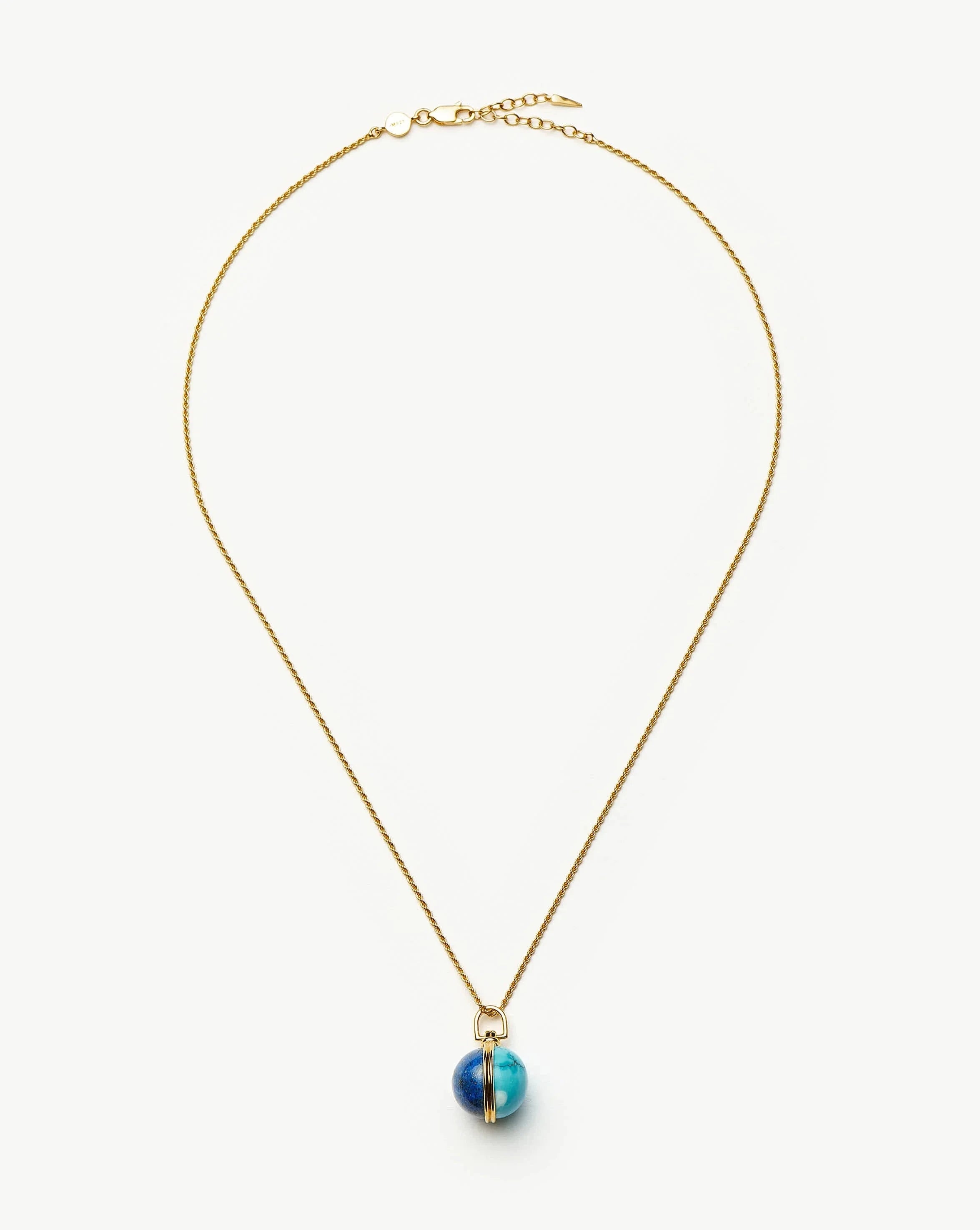 18K Gold Plated Sphere Gemstone Pendant Necklace with Lapis Lazuli & Turquoise - Elegant Jewelry for Women, Perfect for Parties, Weddings & Gifts
