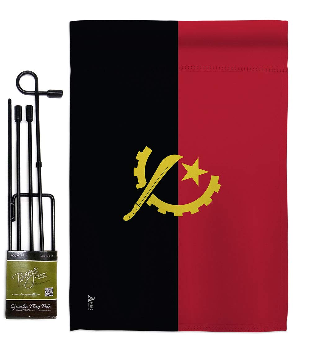 Americana Home & Garden Angola Double-Sided Garden Flag Set with Stand - Patriotic Yard Decoration, House Banner for Country & Regional Pride - Perfect for Outdoor Decor, Front Porch Display & International Theme Gifts - Made in USA