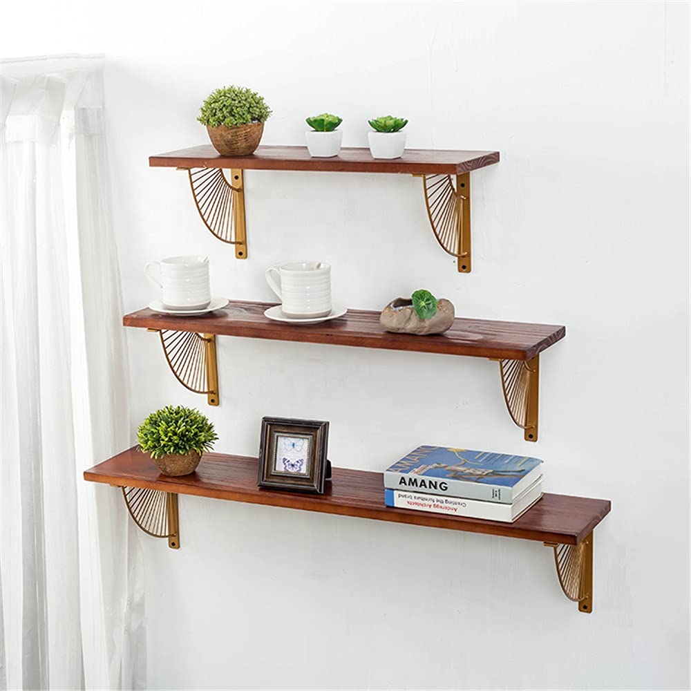 Z Metnal Mid Century Modern Shelf Brackets - Brushed Gold Floating Shelf Brackets (10 Inch, 2 Pcs) - Heavy Duty Wall Mounted Shelving Supports for DIY Home Decor, Kitchen, Bathroom & Office Organization