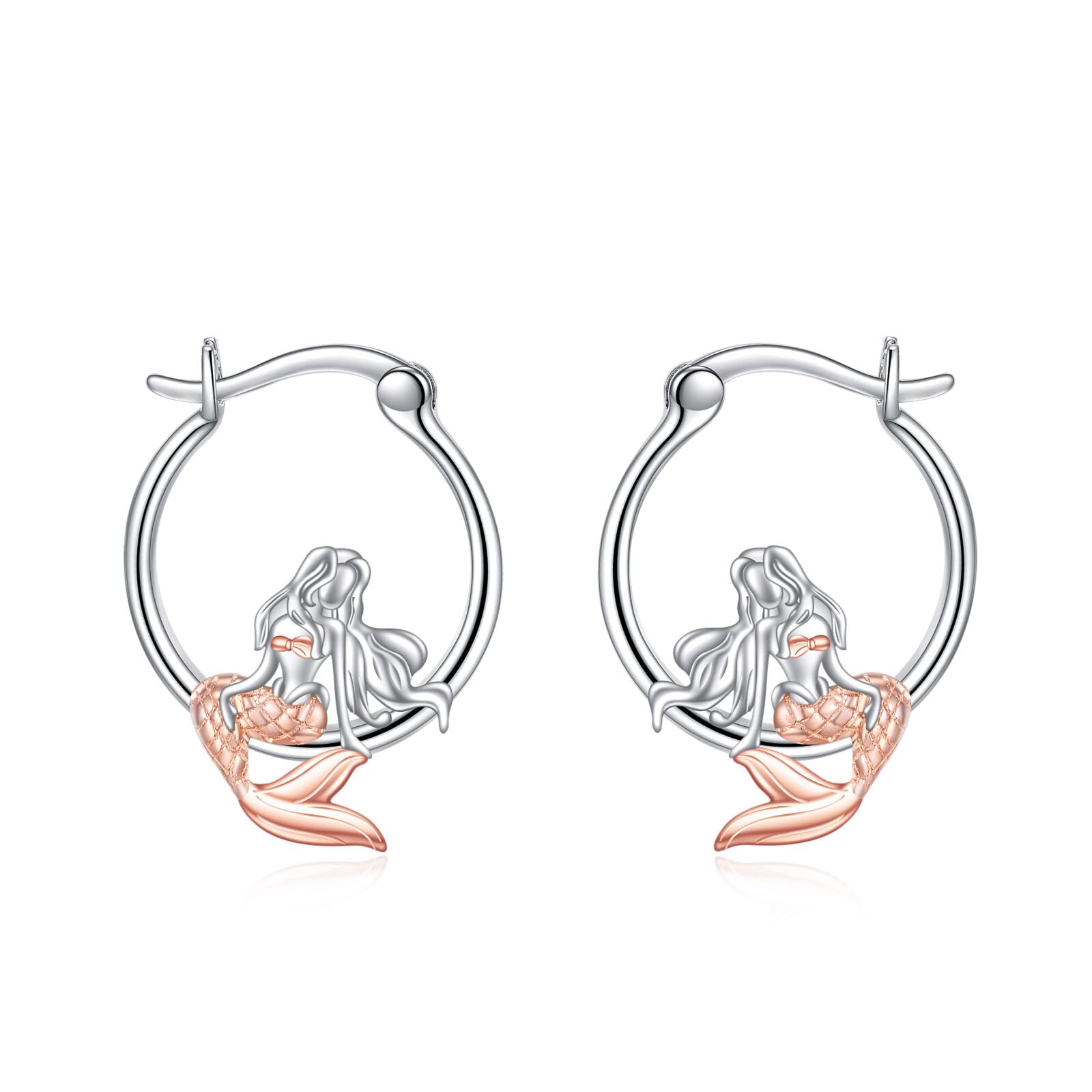 VONALA 925 Sterling Silver Cute Animal Hoop Earrings - Mermaid, Highland Cow, Wolf, Cat, Dinosaur & More | Huggie Hoop Earrings for Women & Girls | Perfect Gift for Birthday, Christmas & Everyday Wear