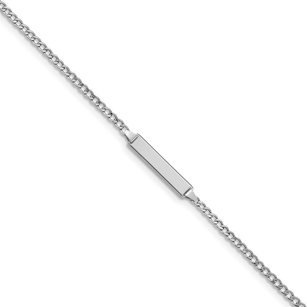 14K White Gold Polished Miami Curb Chain Bracelet for Women - Adjustable Lengths 5.5