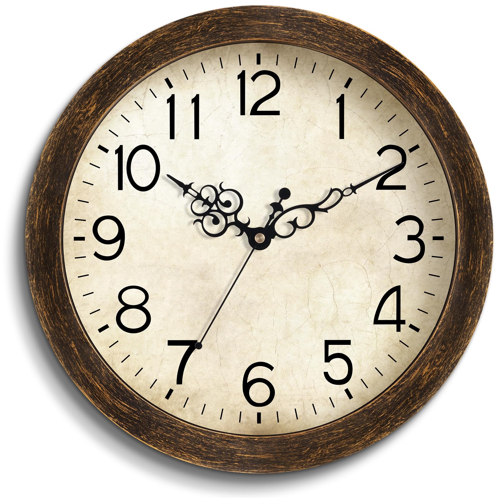 12 Inch Antique Wall Clock - Battery Operated Silent Non-Ticking Quartz Clock for Bedroom, Kitchen & Living Room - Vintage Gold Home Decor | Perfect for Farmhouse, Office & Gift Giving