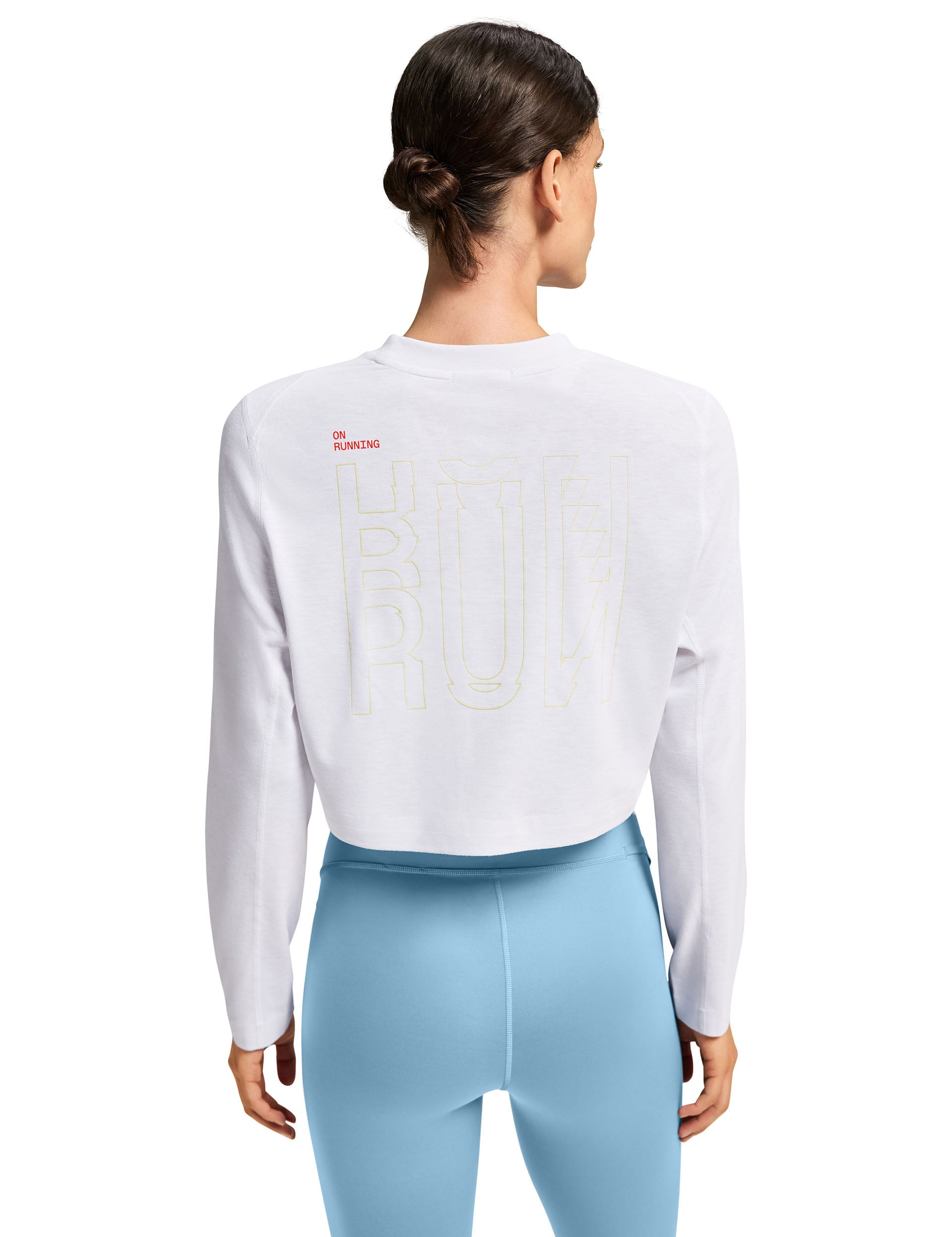 Active Long T Crop Graph White - Stylish Workout Top for Women | Perfect for Yoga, Running & Gym Sessions