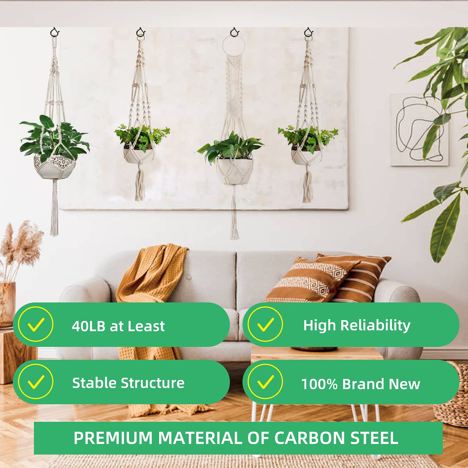 30 PCS Black Screw-in Light Hooks (2.2 Inches) - Heavy Duty Windproof Q Hanger Hooks with Safety Buckle for Outdoor String Lights, Hanging Plants, Christmas Decor & Patio Lighting - Perfect for Garden, Backyard, Deck and Home Decor