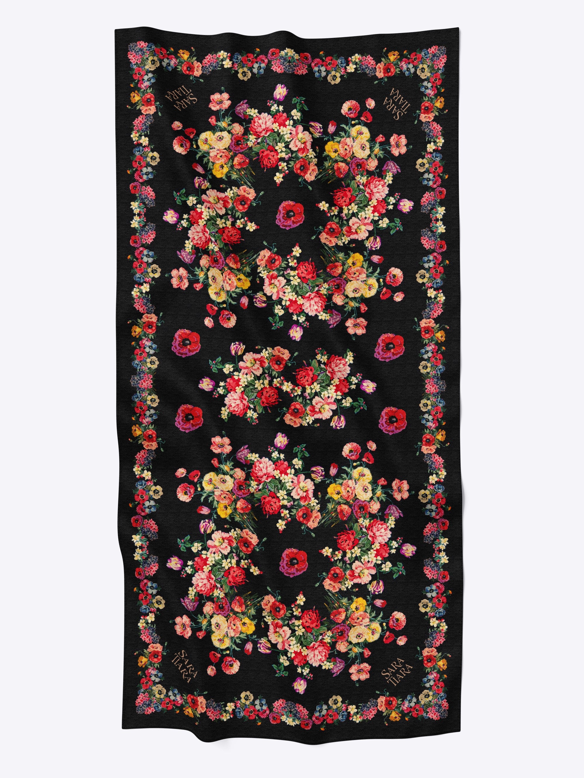 Premium Soft Wool Shawl for Women - Elegant Black Floral Print Wrap Scarf - Perfect for Winter, Fall, Evening Outfits & Special Occasions
