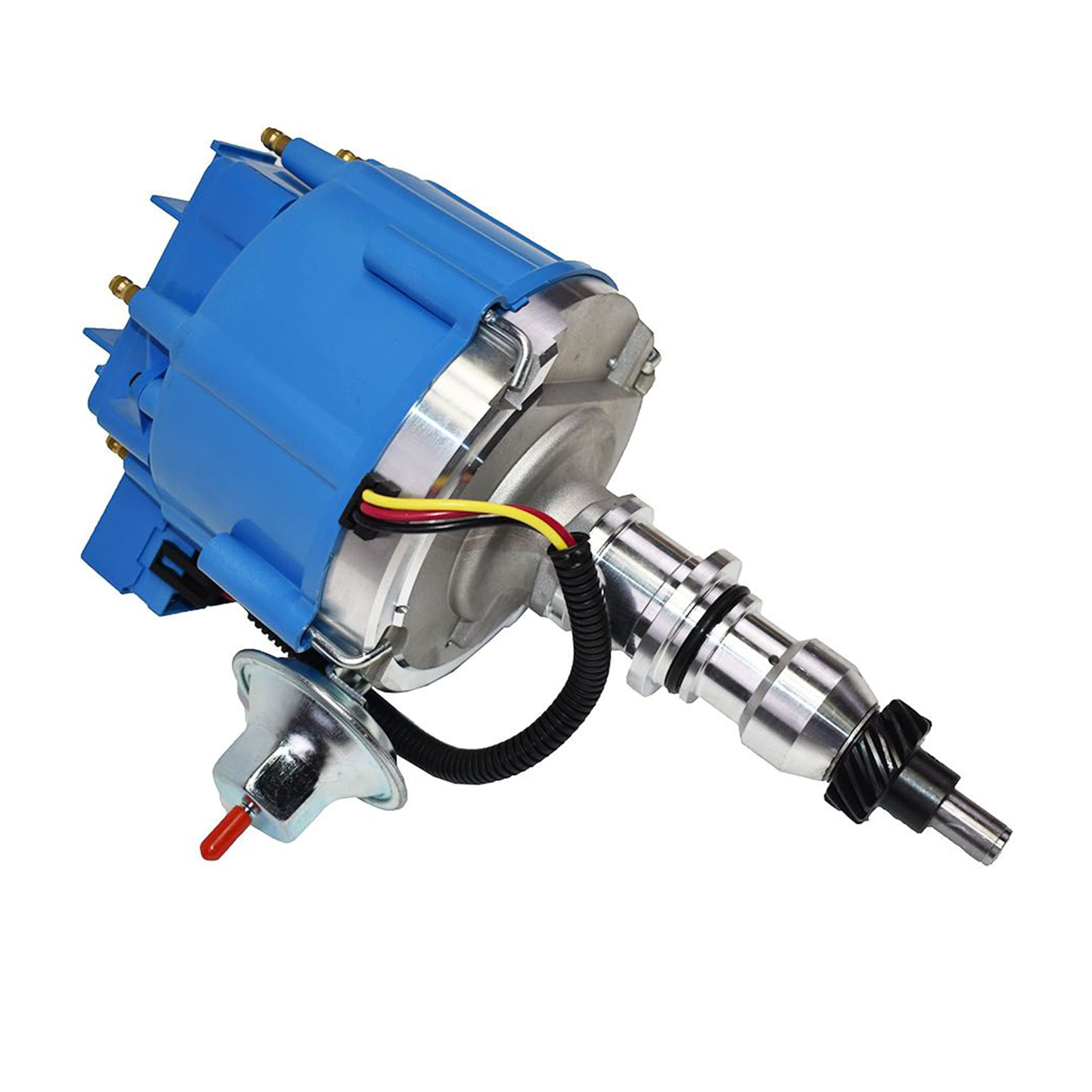 A-Team Performance Complete HEI Distributor with Ignition Module - Compatible with Ford F100 F150 F250 E100 E150 - Straight 6 Cylinder 240 & 300 Engine (65K Coil, One Wire Installation, Blue Cap) - Perfect for Classic Ford Truck Restoration & Engine Upgrades