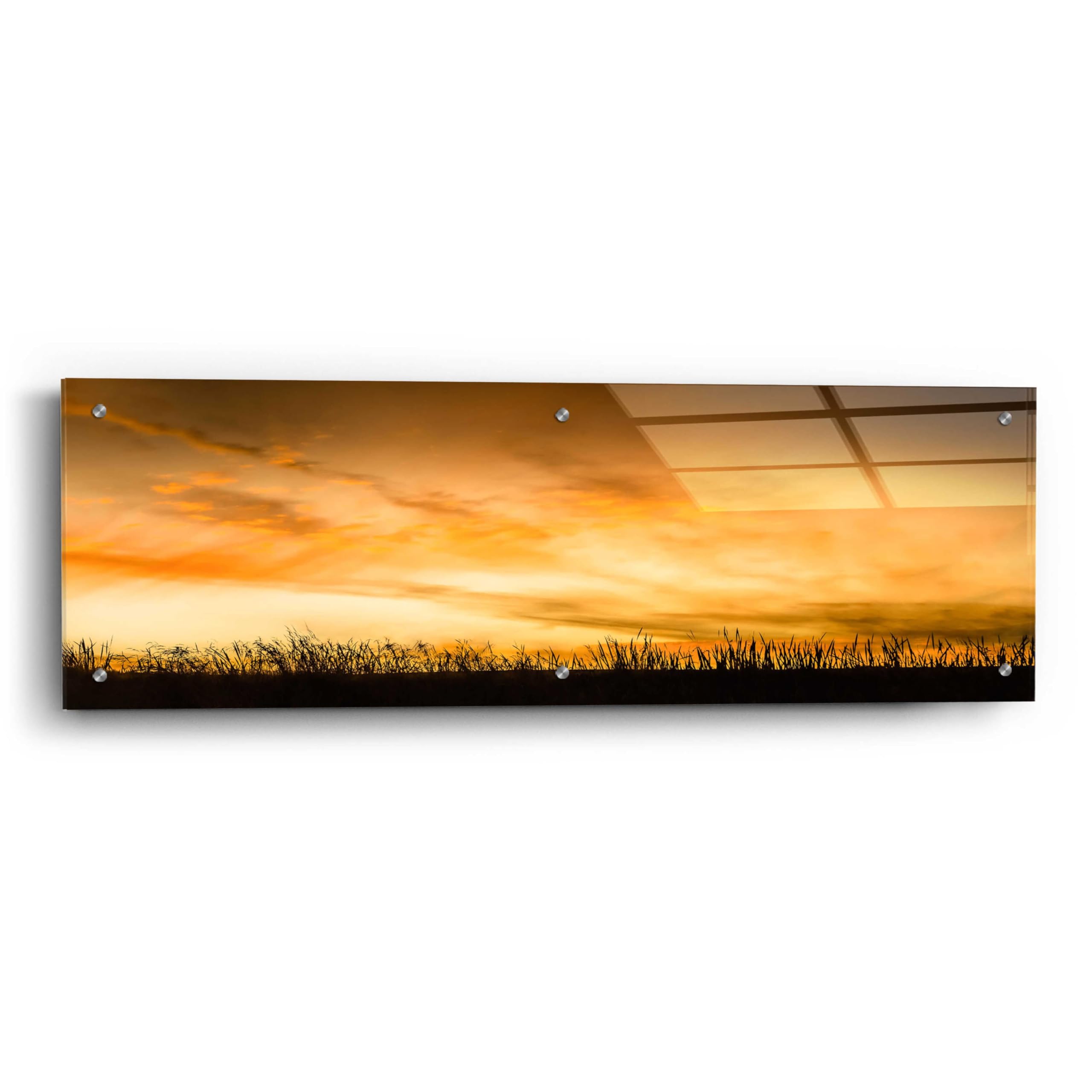 Pastoral Sunrise Acrylic Glass Wall Art by Don Schwartz - 36x12 Inches Modern Landscape Painting for Living Room, Bedroom & Office Decor
