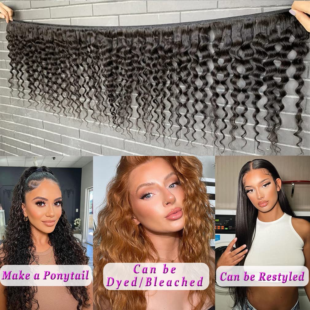Beautymoon 18 20 22 Inch Brazilian Virgin Water Wave Human Hair Bundles - 3 Pack 10A Grade Wet & Wavy Weave Extensions for Black Women (Natural Color) | Perfect for Protective Styles, Braiding, Sew-Ins & Everyday Glam