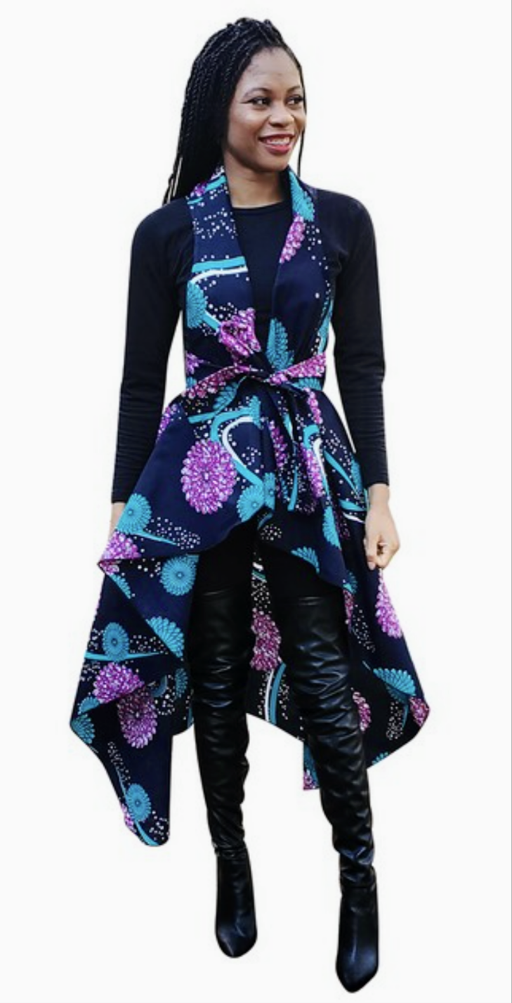 Jamilah African Print Ankara Shawl Vest DPPS5006 - Stylish Women's Fashion for Parties, Weddings & Cultural Events